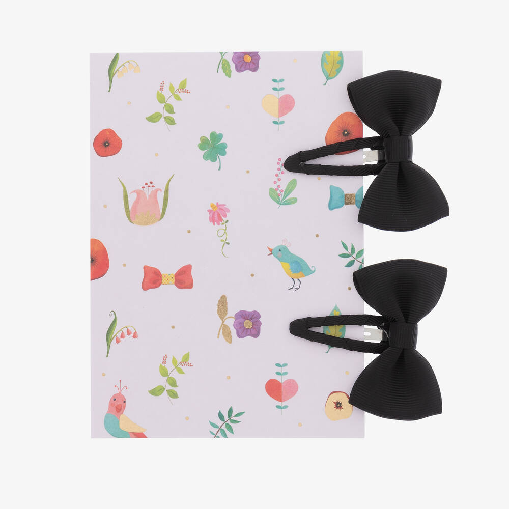 Milledeux-Girls Black Bow Hair Clips (2 Pack) | Childrensalon