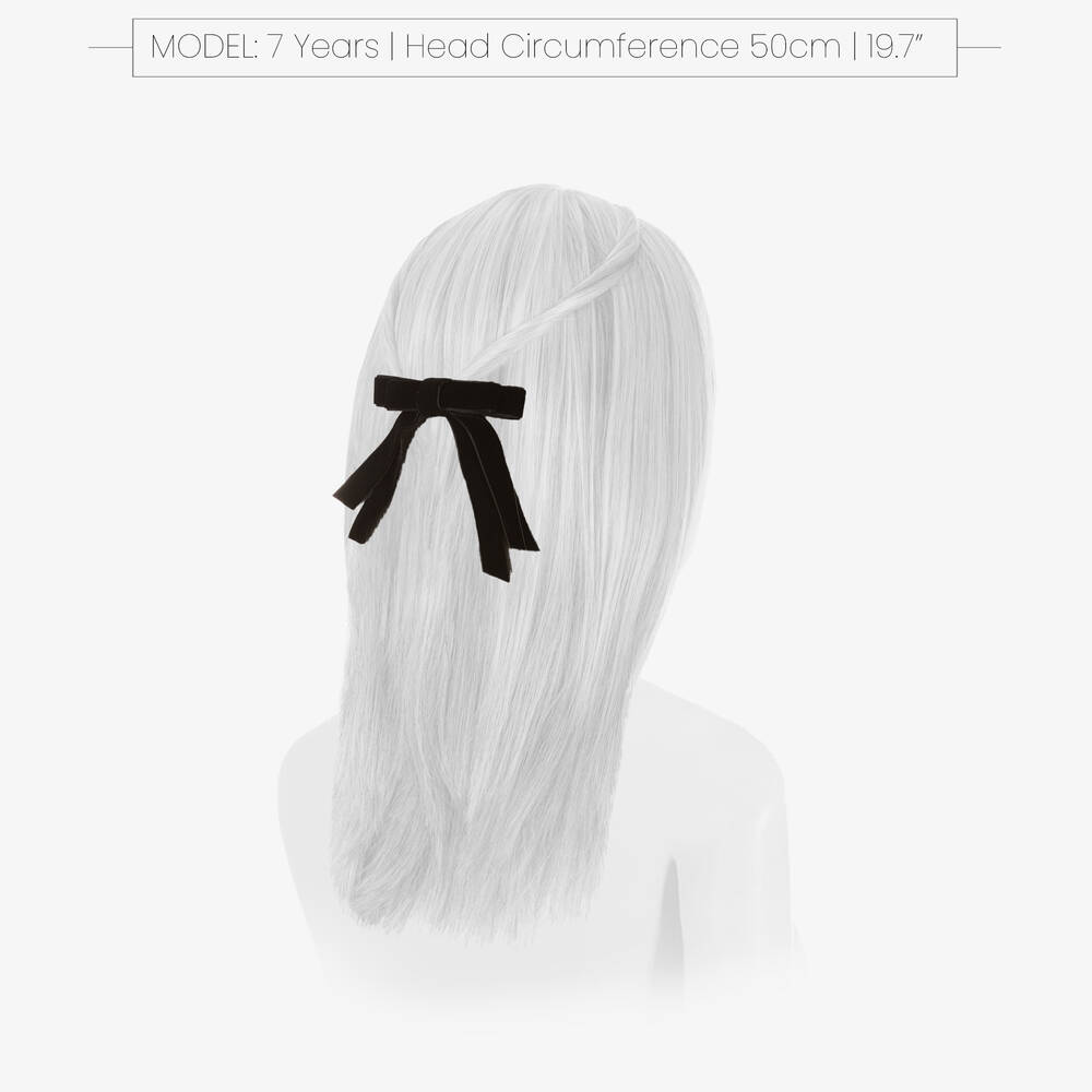 Milledeux-Girls Black Velvet Bow Hair Clip (10cm) | Childrensalon