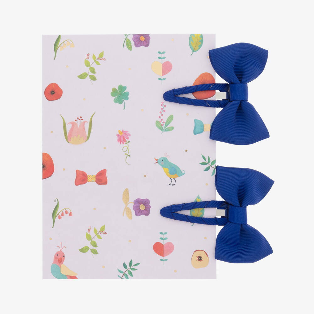 Milledeux-Girls Blue Bow Hair Clips (2 Pack) | Childrensalon