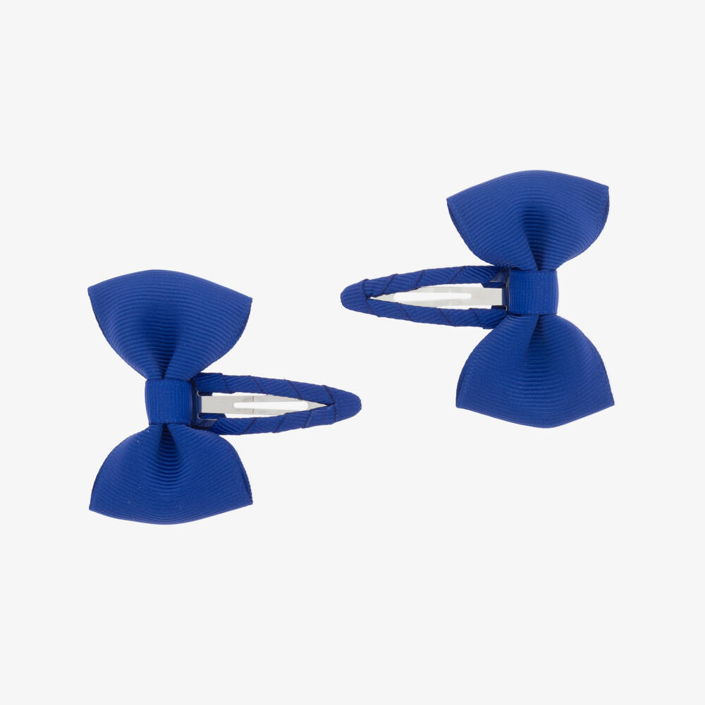 Milledeux-Girls Blue Bow Hair Clips (2 Pack) | Childrensalon