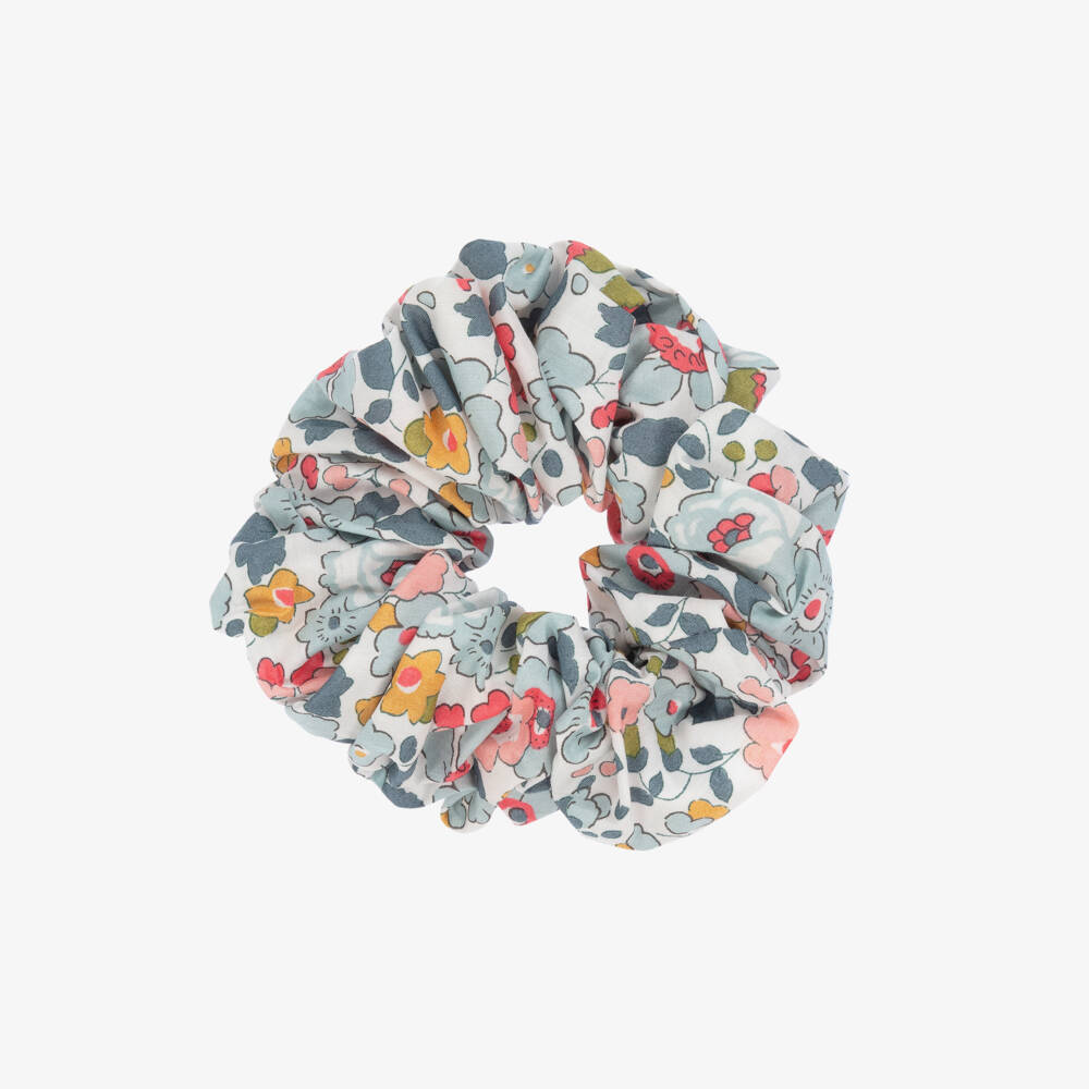 Milledeux-Girls Blue Floral Liberty Fabric Scrunchie | Childrensalon