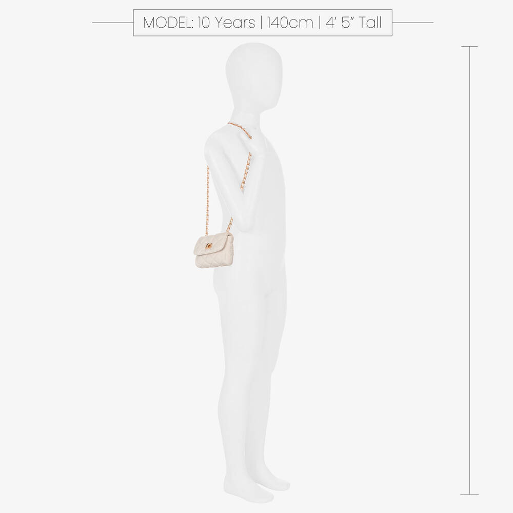 Milledeux-Girls Ivory Velvet Shoulder Bag (12cm) | Childrensalon