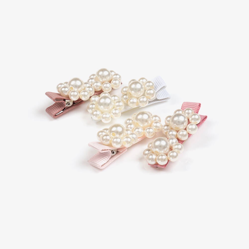 Milledeuх-Girls Pearl Bead Hair Clips (4 Pack) | Childrensalon