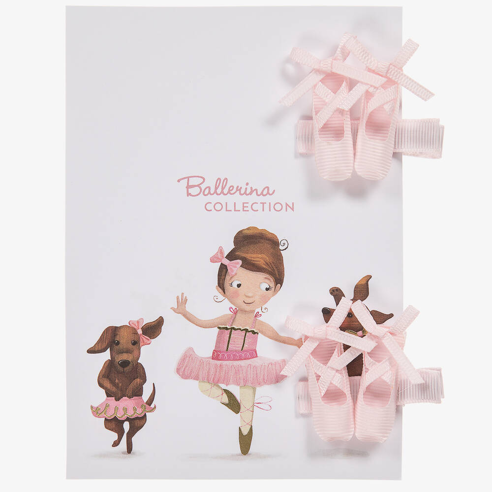 Milledeux-Girls Pink Ballet Shoes Hairclips (2 Pack) | Childrensalon