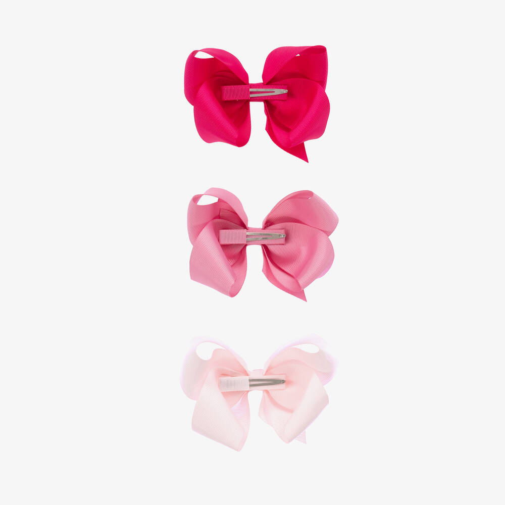 Milledeux-Girls Pink Bow Hairclips (3 Pack) | Childrensalon