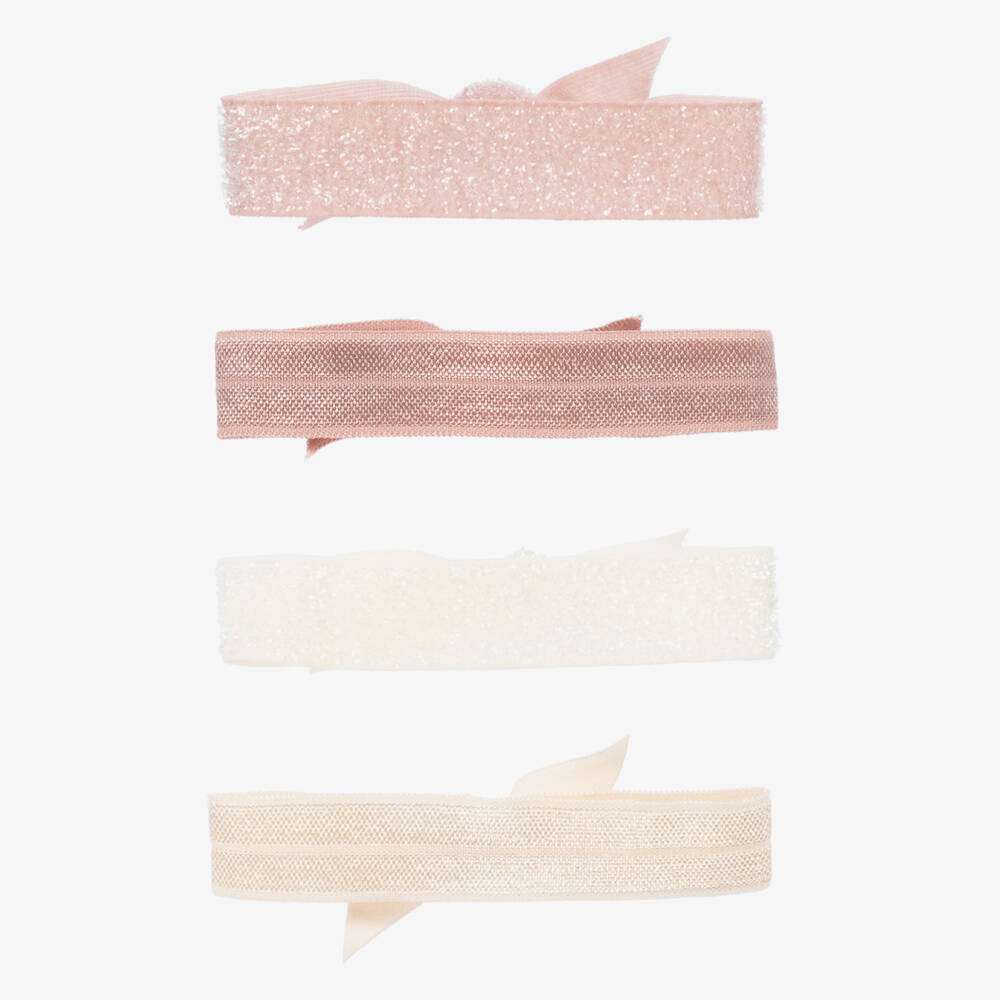 Milledeuх-Girls Pink & Ivory Hair Elastics (4 Pack) | Childrensalon