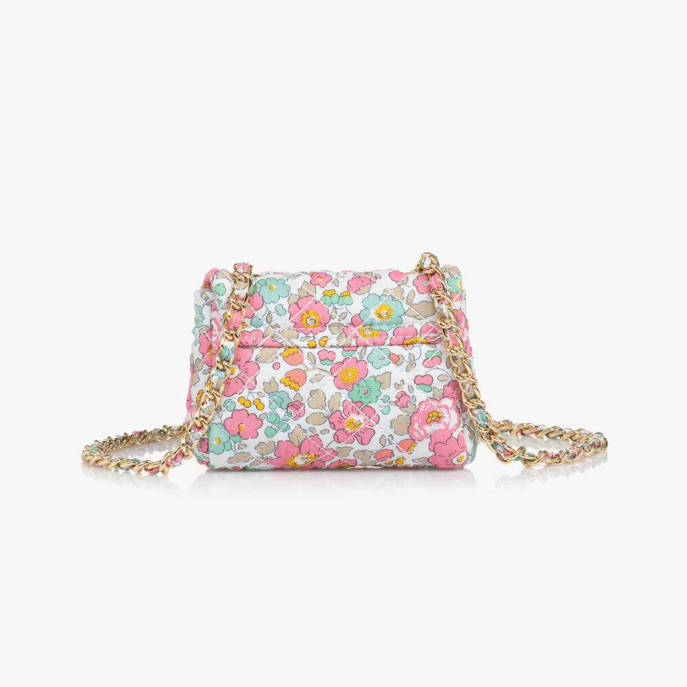 Milledeux-Girls Pink Liberty Fabric Chain Bag (12cm) | Childrensalon