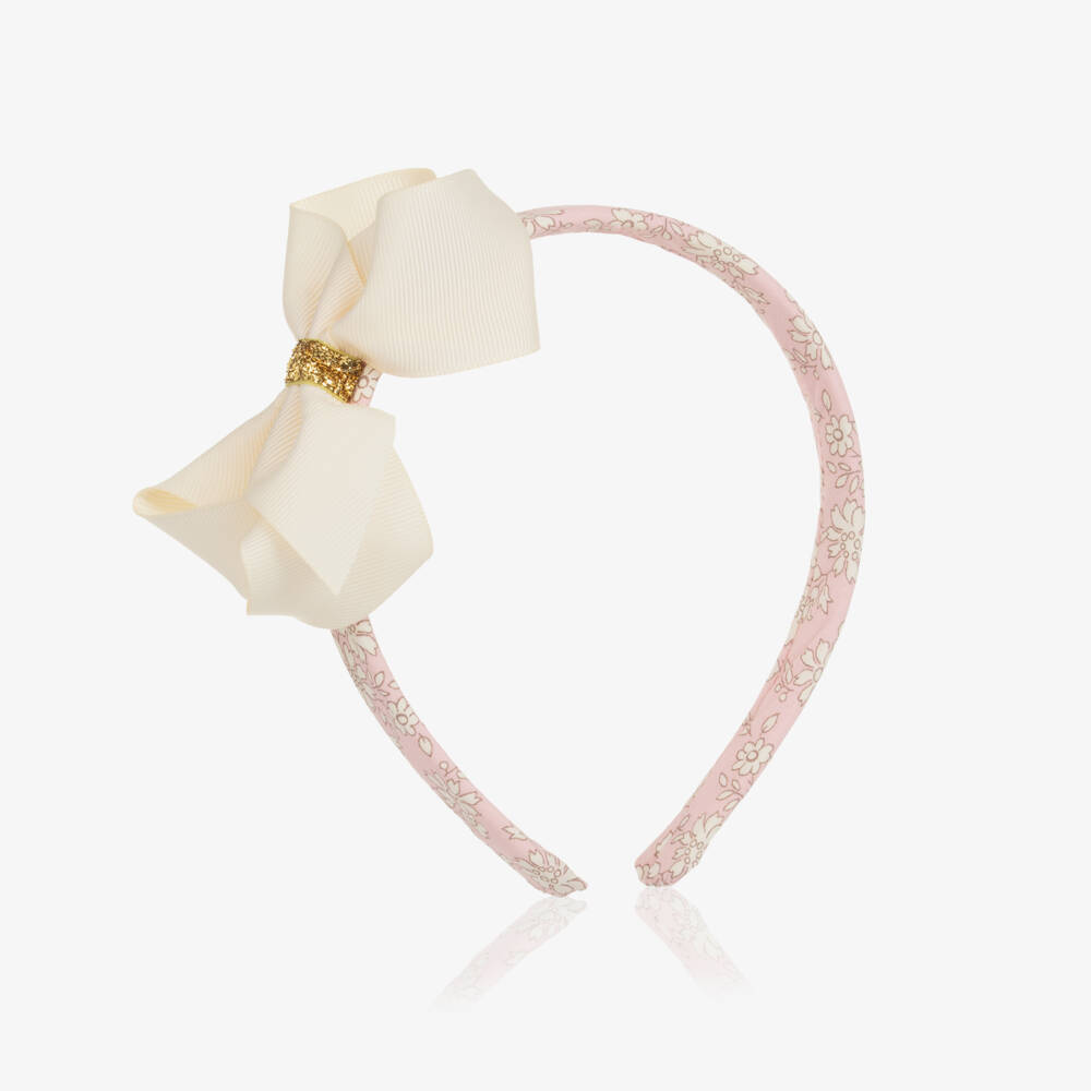 Milledeux-Girls Pink Liberty Fabric Hairband  | Childrensalon