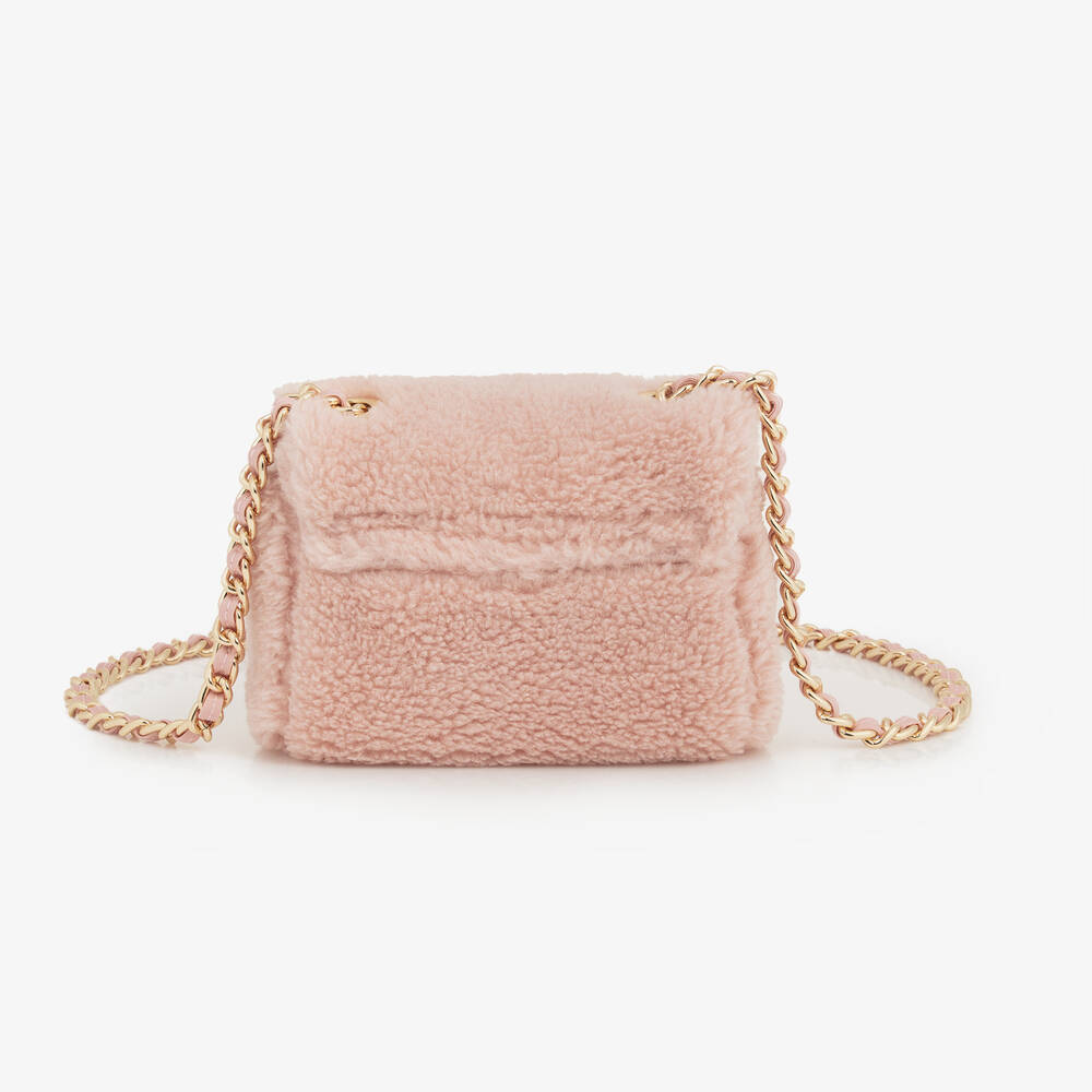 Milledeux-Girls Pink Teddy Fleece Bag (12cm) | Childrensalon
