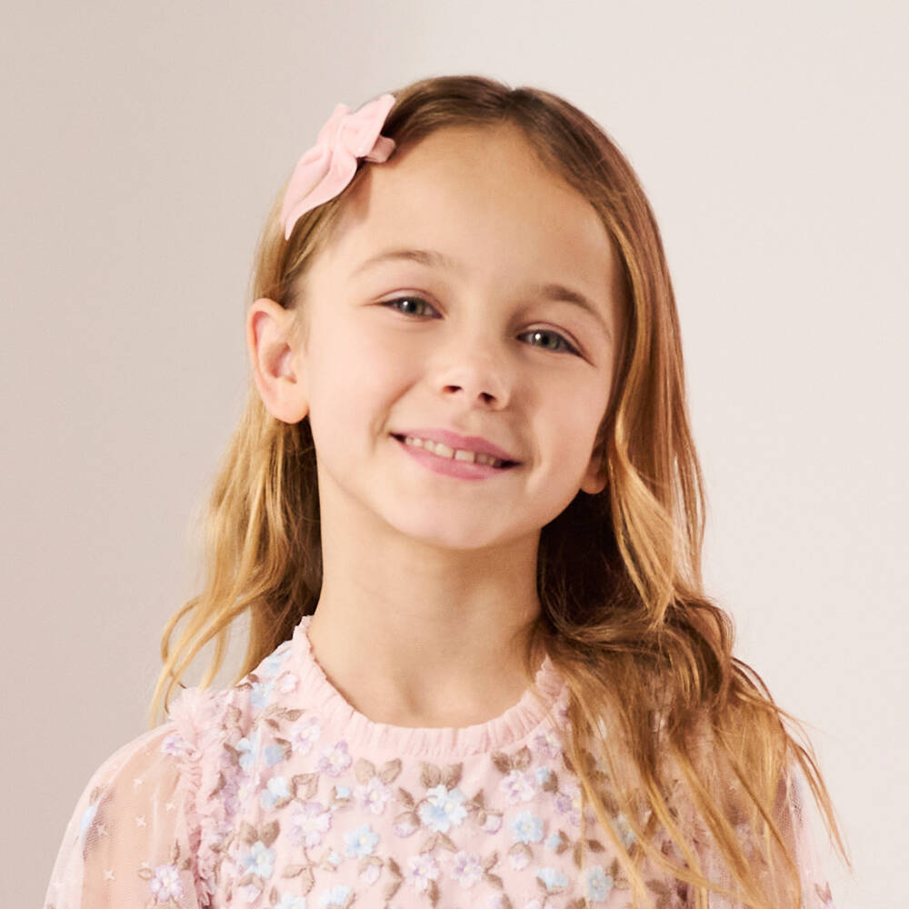 Milledeuх-Girls Pink Velvet & Liberty Fabric Hair Clips (2 Pack) | Childrensalon