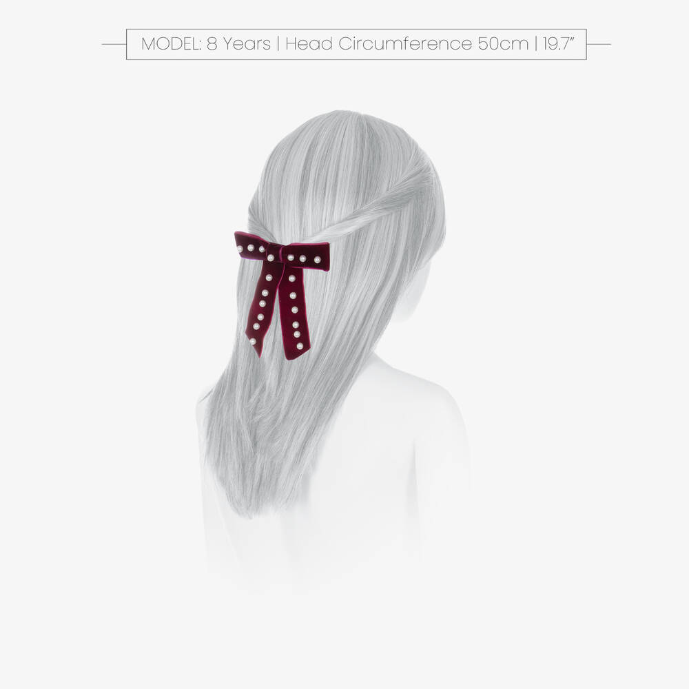 Milledeux-Girls Purple Velvet Bow Hair Clip (11cm) | Childrensalon