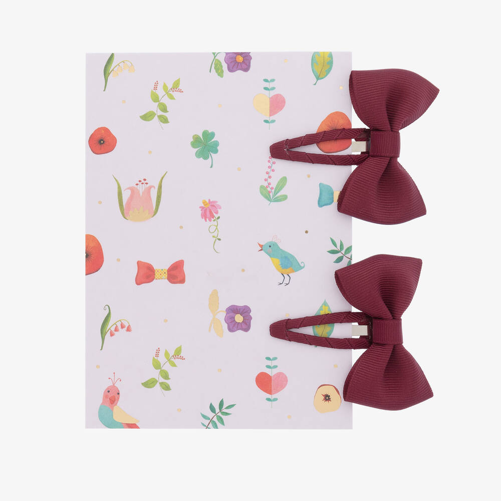 Milledeux-مشبك للشعر فيونكة لون أحمر بورغندي (عدد 2) | Childrensalon