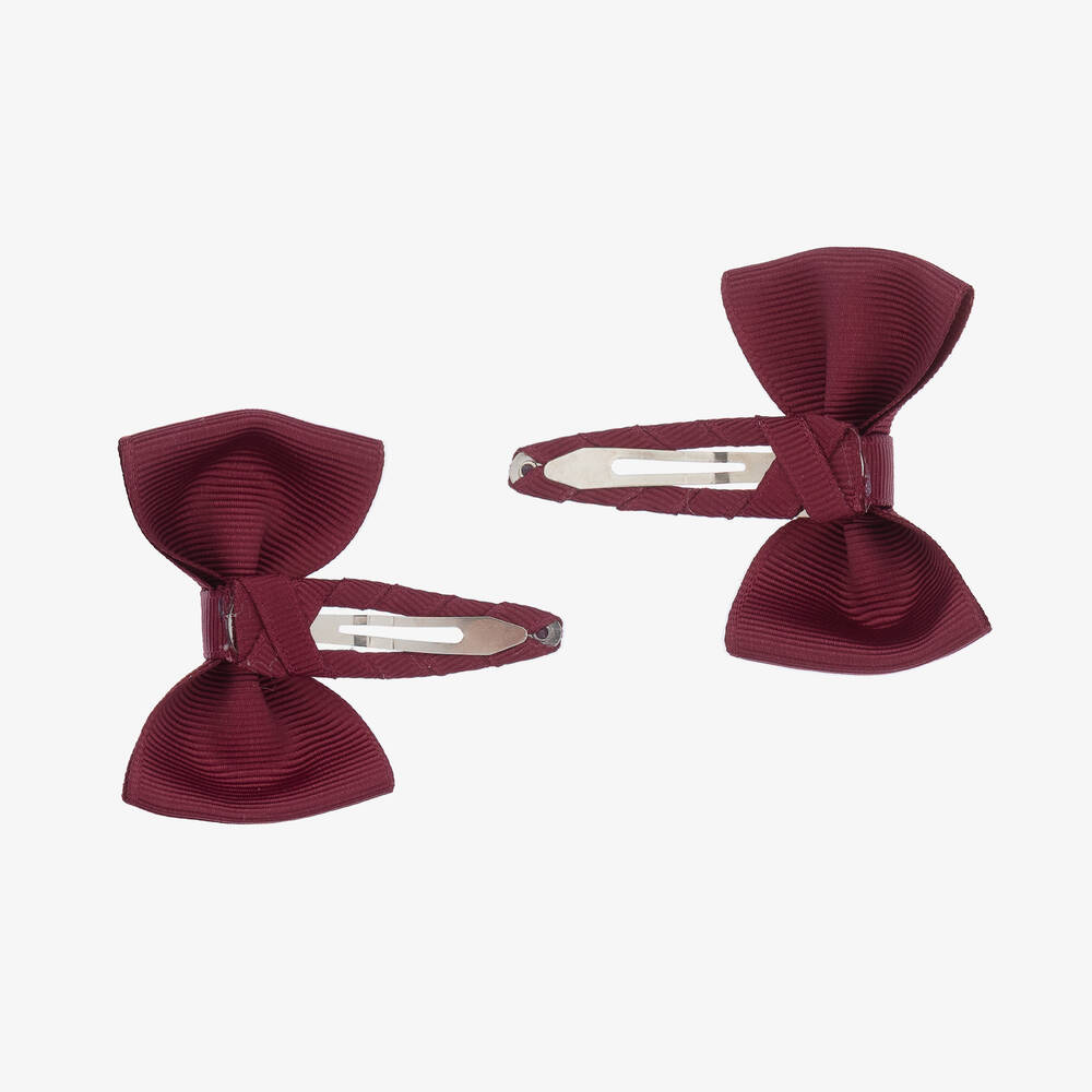 Milledeux-مشبك للشعر فيونكة لون أحمر بورغندي (عدد 2) | Childrensalon