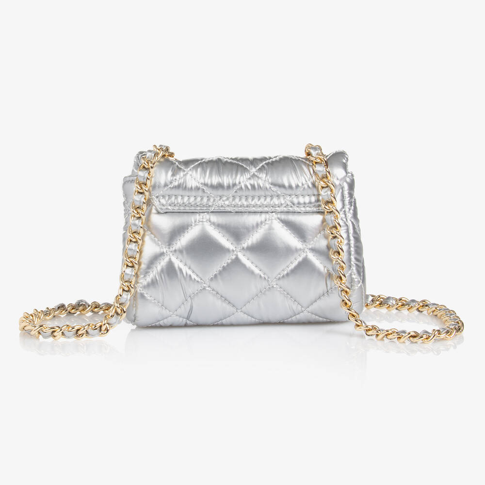 Milledeux-Girls Silver Quilted Shoulder Bag (13cm) | Childrensalon