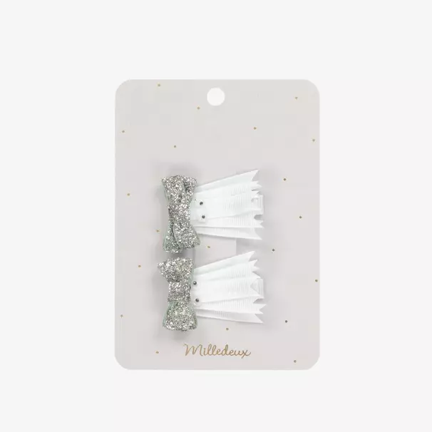 Milledeux-Girls White & Silver Ghost Hair Clips (2 Pack) | Childrensalon