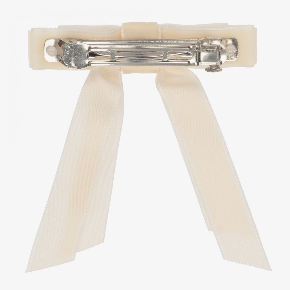 Milledeux-Ivory Bow Hair Clip (10cm) | Childrensalon