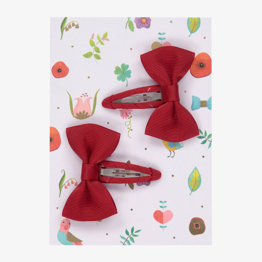 Milledeux-Red Bow Hair Clips (2 Pack) | Childrensalon