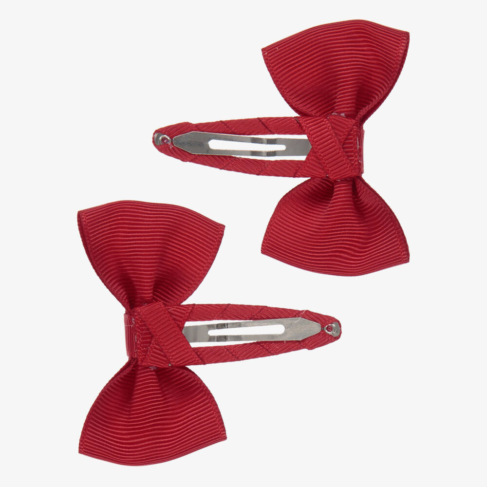 Milledeux-Red Bow Hair Clips (2 Pack) | Childrensalon