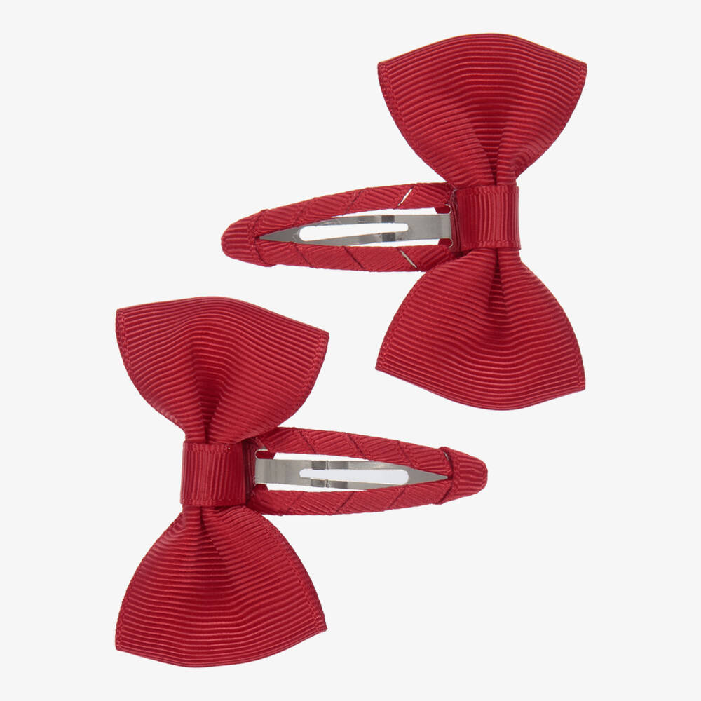 Milledeux-Red Bow Hair Clips (2 Pack) | Childrensalon