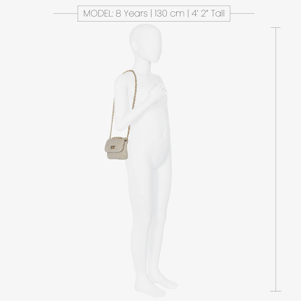 Milledeux-Taupe Grey Velvet Quilted Bag (12cm) | Childrensalon