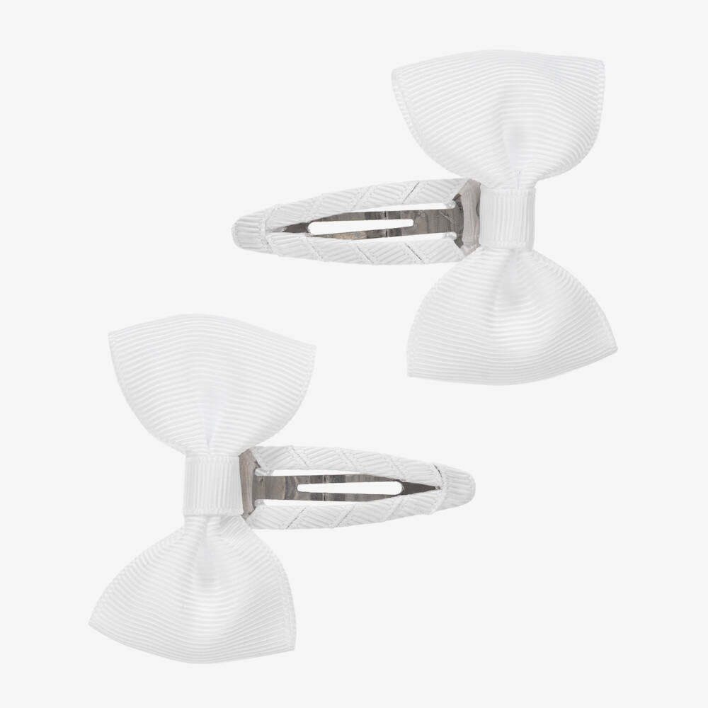 Milledeux-White Bow Hair Clips (2 Pack) | Childrensalon