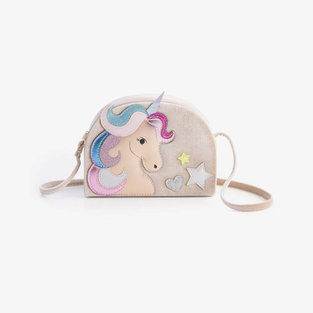 Mimi & Lula-Beige Unicorn Shoulder Bag (18cm) | Childrensalon