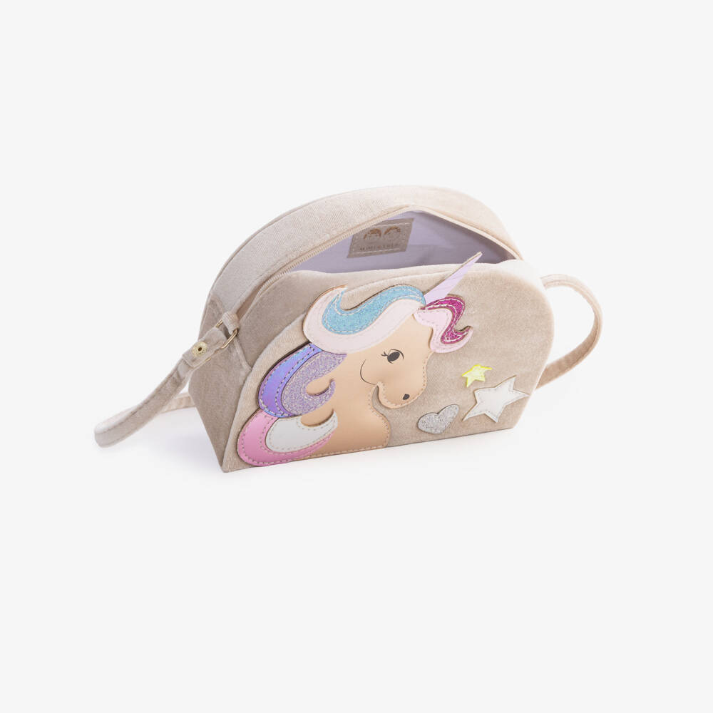 Mimi & Lula-Beige Unicorn Shoulder Bag (18cm) | Childrensalon