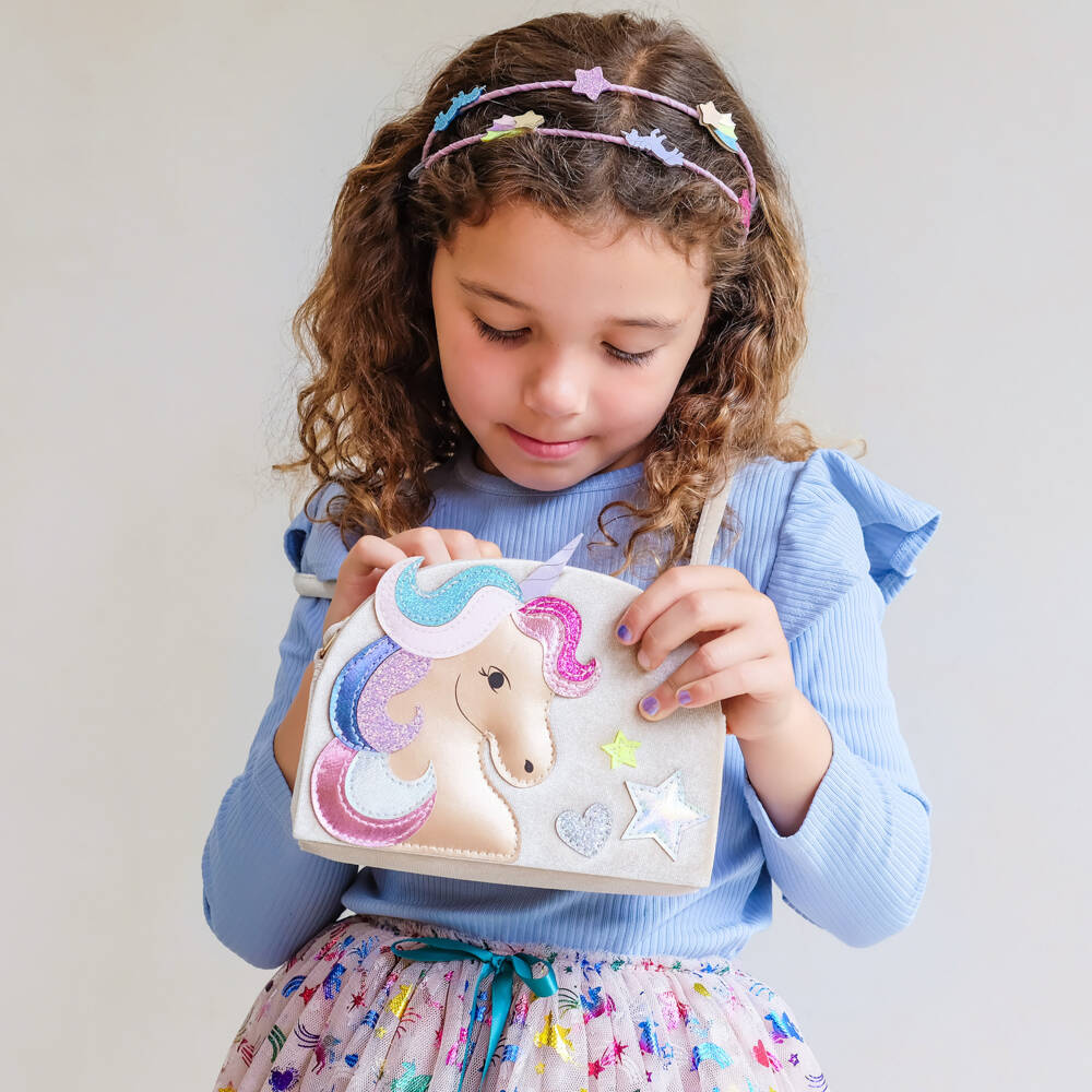 Mimi & Lula-Beige Unicorn Shoulder Bag (18cm) | Childrensalon