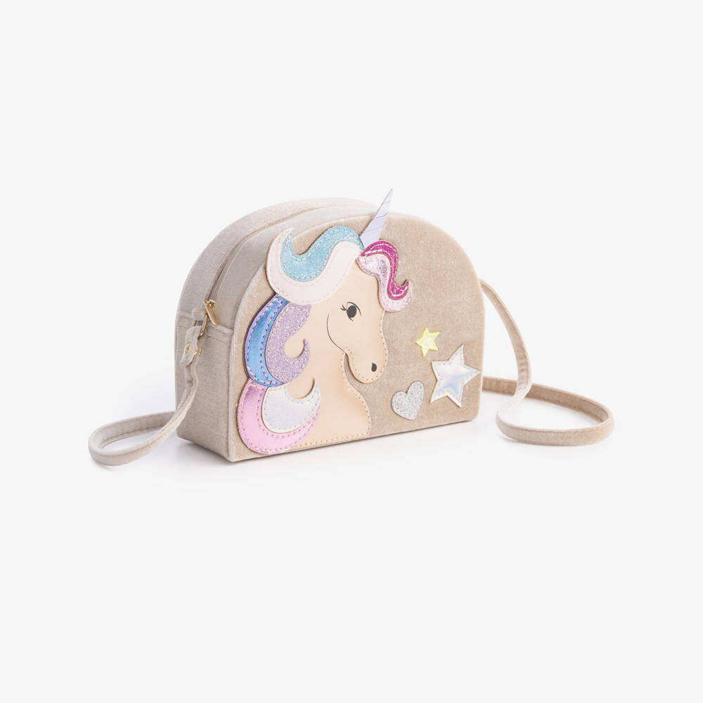 Mimi & Lula-Beige Unicorn Shoulder Bag (18cm) | Childrensalon