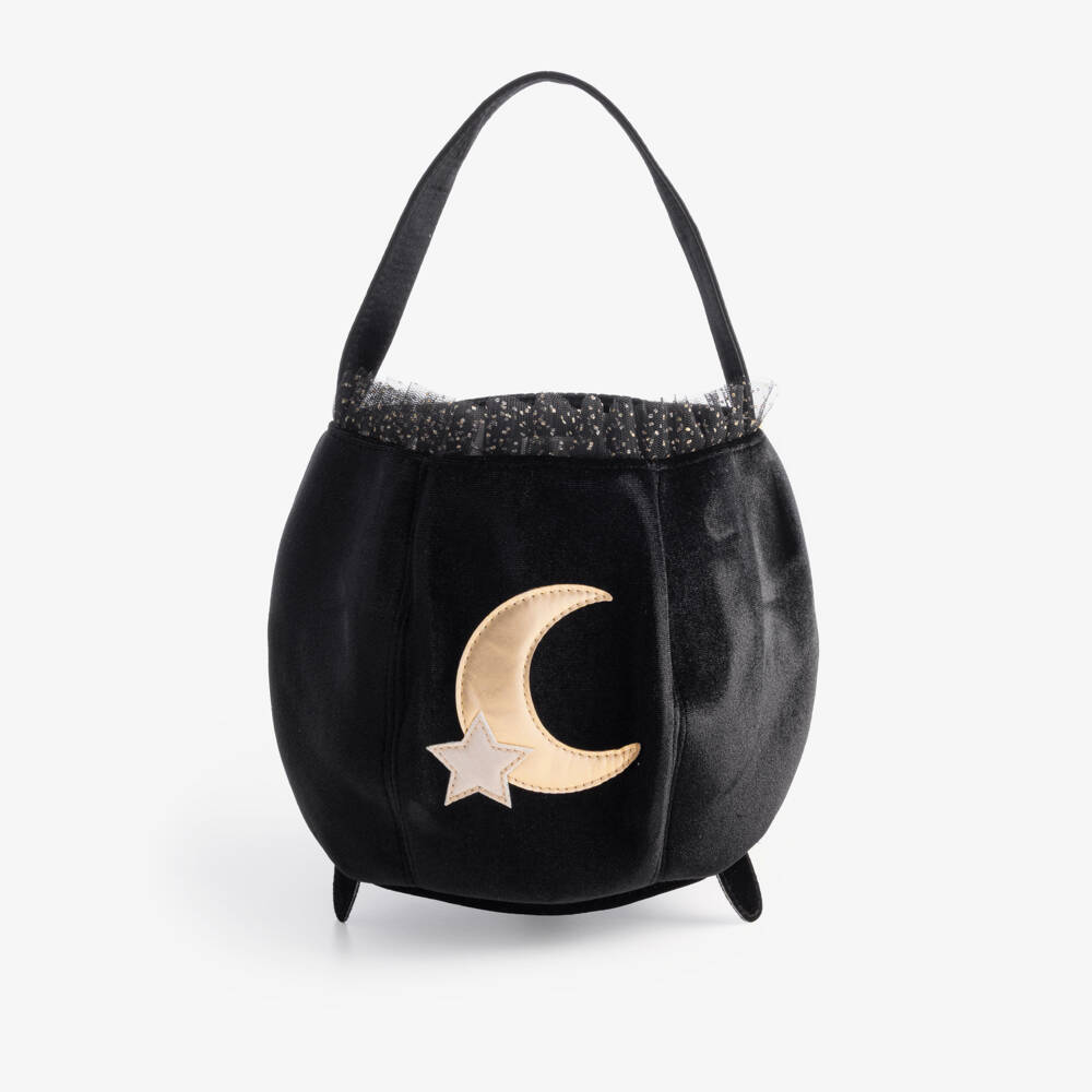 Mimi & Lula-Black Couldron Trick Or Treat Bag (20cm) | Childrensalon
