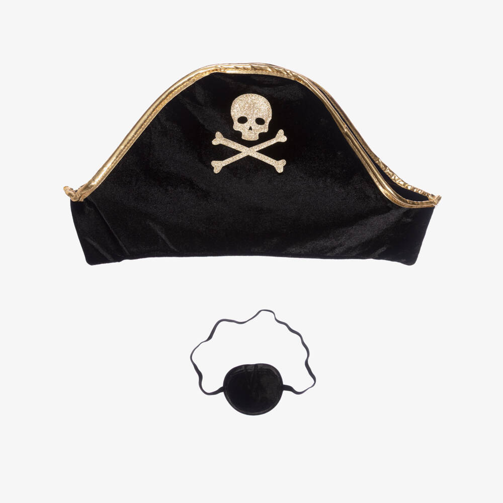 Mimi & Lula-Black Velvet Pirate Hat & Eye Patch Costume Set | Childrensalon