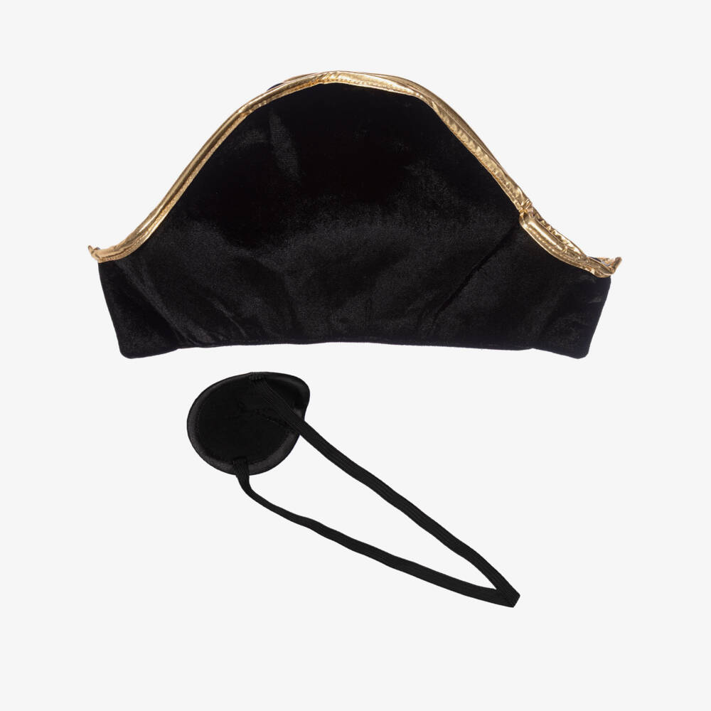 Mimi & Lula-Black Velvet Pirate Hat & Eye Patch Costume Set | Childrensalon
