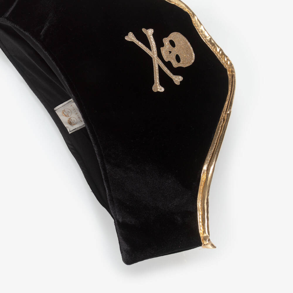 Mimi & Lula-Black Velvet Pirate Hat & Eye Patch Costume Set | Childrensalon