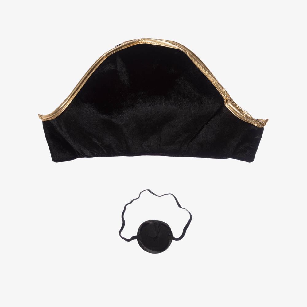 Mimi & Lula-Black Velvet Pirate Hat & Eye Patch Costume Set | Childrensalon