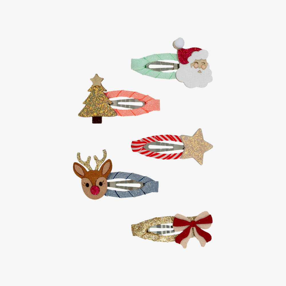 Mimi & Lula-Colourful & Sparkly Christmas Hair Clips (5 pack)  | Childrensalon