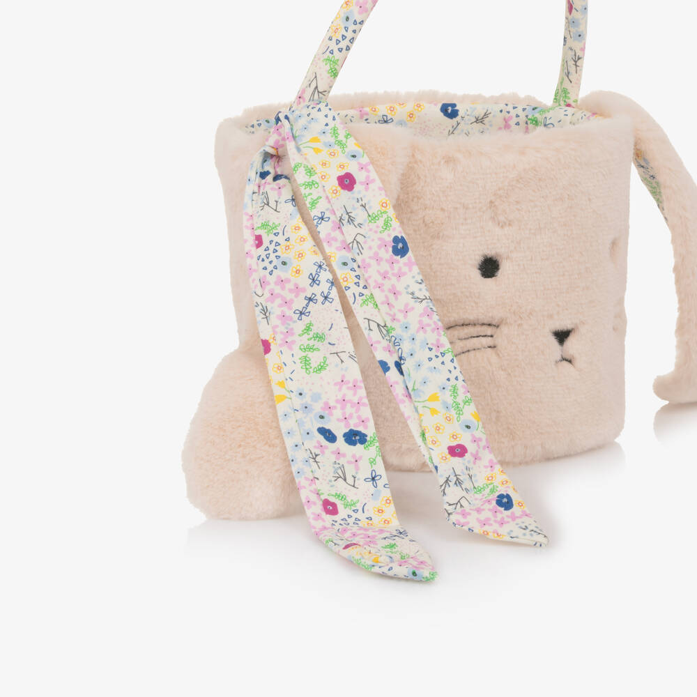 Mimi & Lula-Girls Beige Faux Fur Bunny Basket Bag (17cm) | Childrensalon