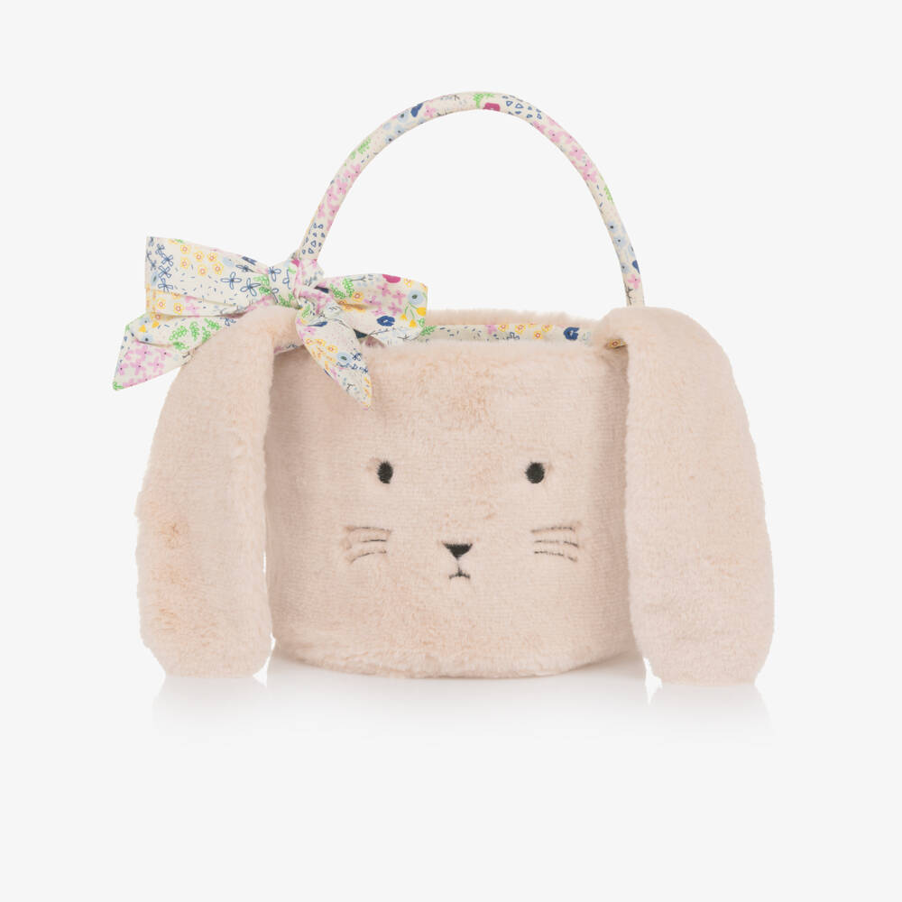 Mimi & Lula-Girls Beige Faux Fur Bunny Basket Bag (17cm) | Childrensalon