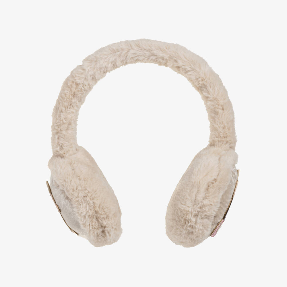 Mimi & Lula-Girls Beige Faux Fur Earmuffs with Unicorns | Childrensalon