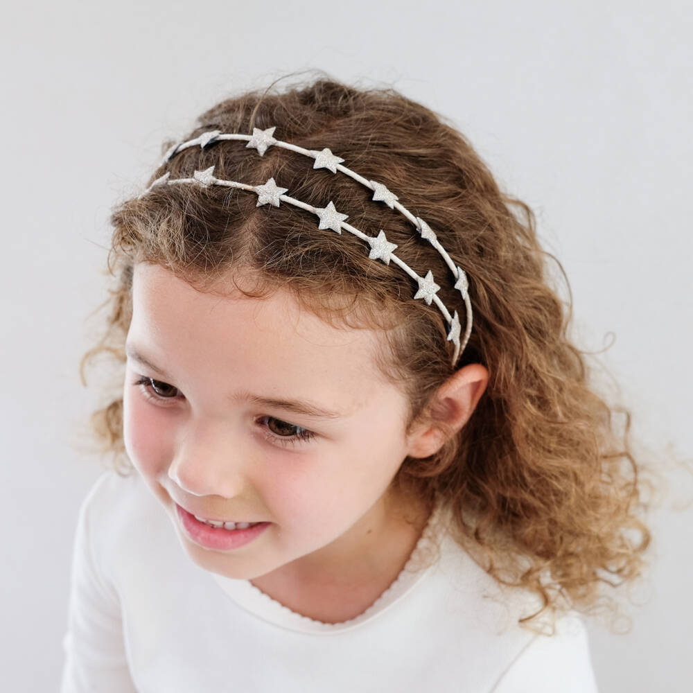Mimi & Lula-Girls Beige & Gold Star Double Hairband | Childrensalon
