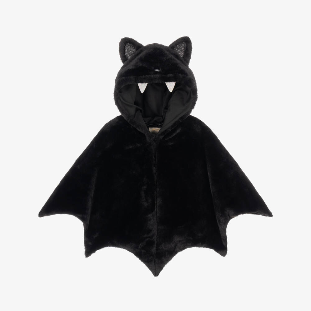 Mimi & Lula-Girls Black Furry Bat Cape | Childrensalon