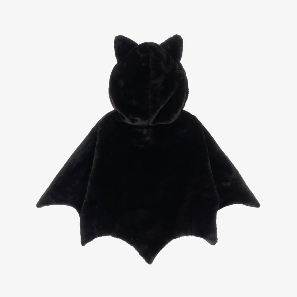 Mimi & Lula-Girls Black Furry Bat Cape | Childrensalon