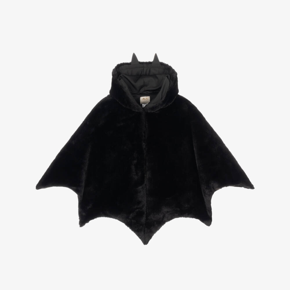 Mimi & Lula-Girls Black Furry Bat Cape | Childrensalon