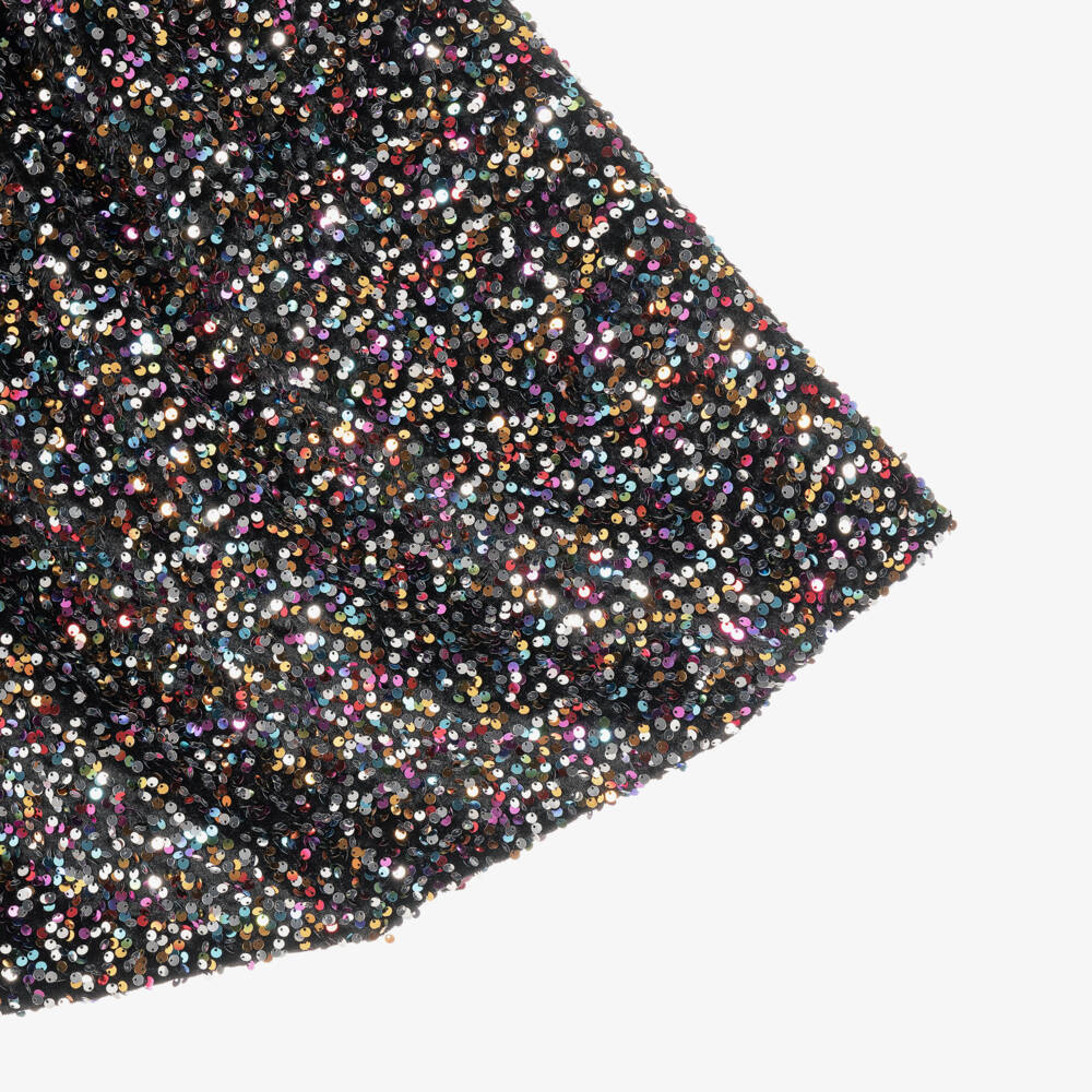 Mimi & Lula-Girls Black Ruffle Dazzle Sequin Cape | Childrensalon