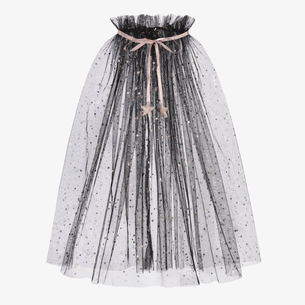 Mimi & Lula-Girls Black Tulle Ethel Witch Cape | Childrensalon