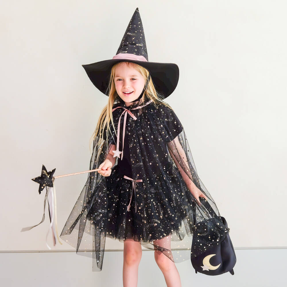 Mimi & Lula-Girls Black Tulle Ethel Witch Cape | Childrensalon