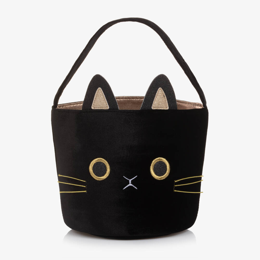 Mimi & Lula-حقيبة مخمل بشكل قطة لون أسود للبنات (18 سم) | Childrensalon