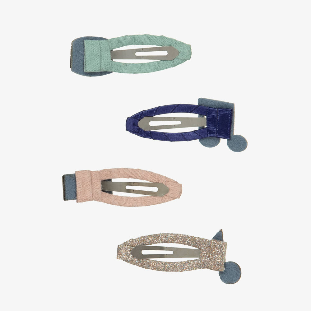 Mimi & Lula-مشابك شعر بتصميم موسيقي لون ذهبي وازرق للبنات (عدد 4) | Childrensalon