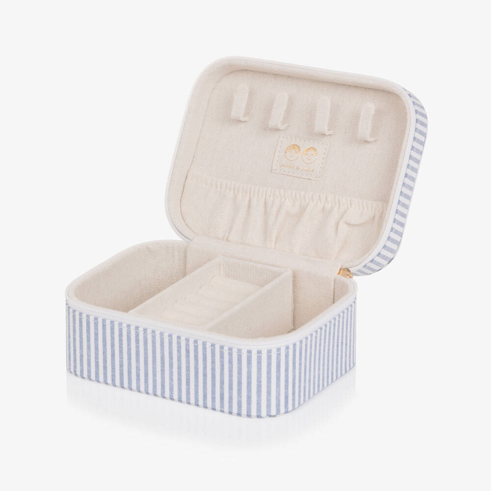 Mimi & Lula-Girls Blue & White Striped Jewellery Box (15cm) | Childrensalon