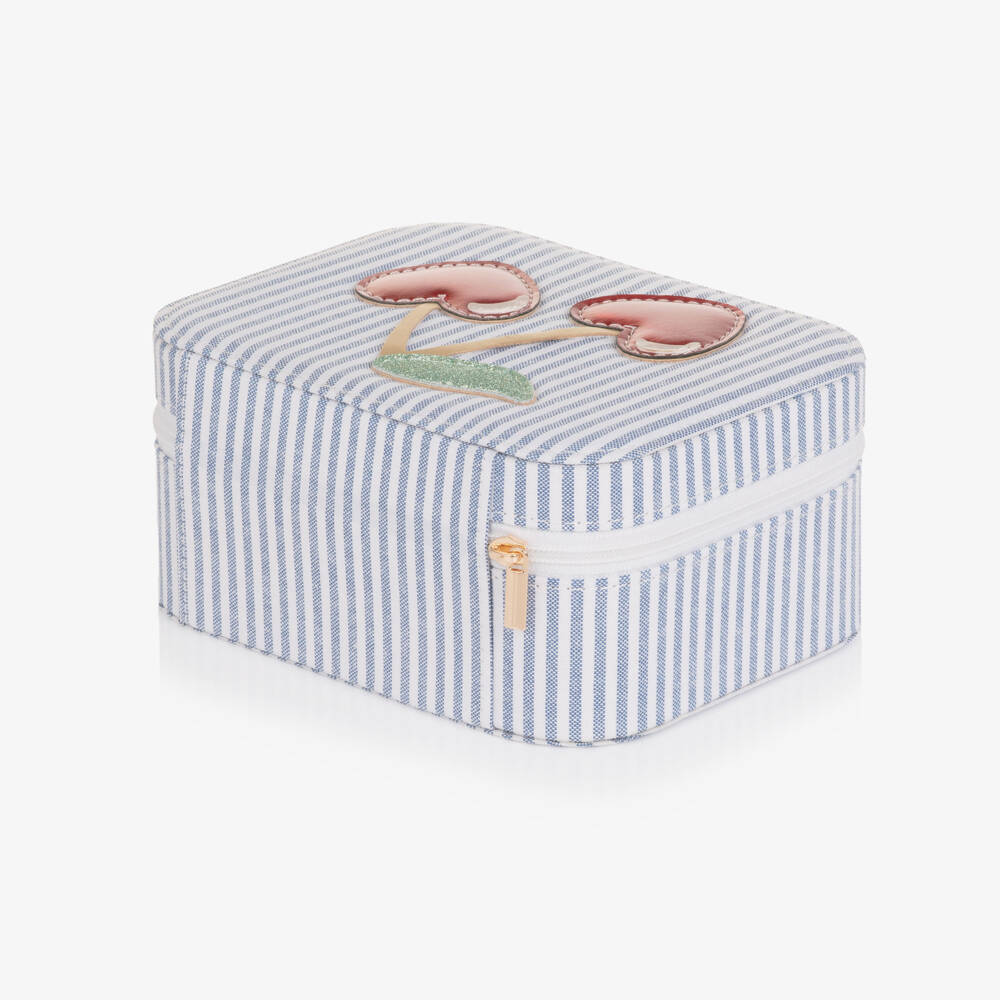 Mimi & Lula-Girls Blue & White Striped Jewellery Box (15cm) | Childrensalon