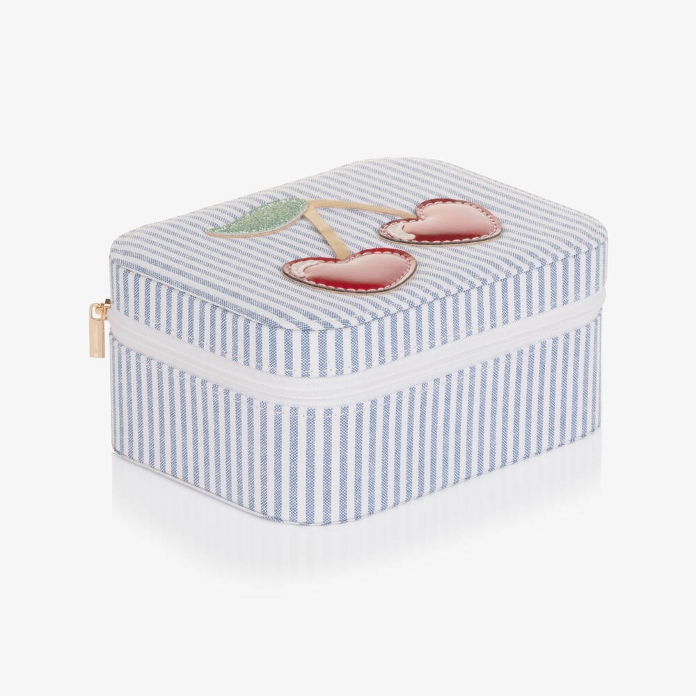 Mimi & Lula-Girls Blue & White Striped Jewellery Box (15cm) | Childrensalon